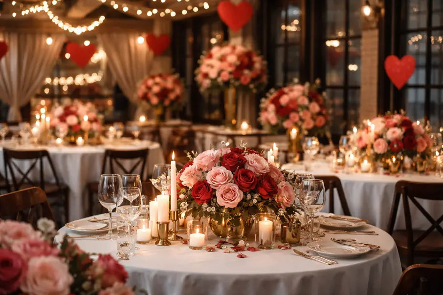 Romantic Valentine’s Day Decor with Artificial Flowers for Restaurants
