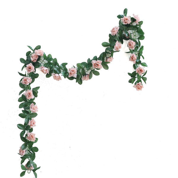 6FT Dusty Rose Chain Garland UV Protected Artificial Flower