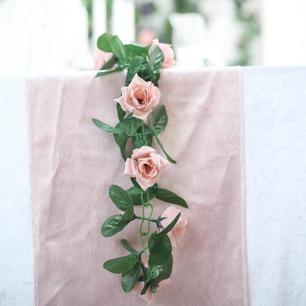 6FT Dusty Rose Chain Garland UV Protected Artificial Flower