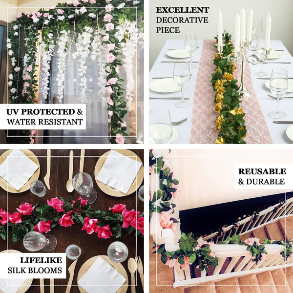 6FT Dusty Rose Chain Garland UV Protected Artificial Flower