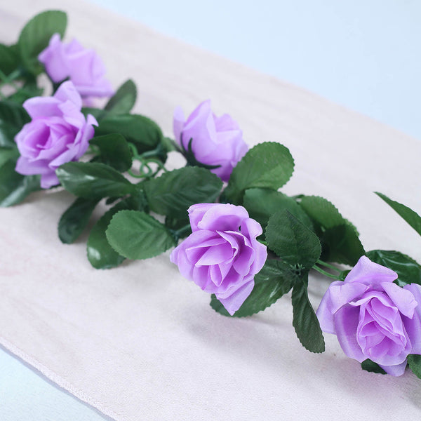 Silk Rose Garland Artificial Flowers - Lavender - 6 ft