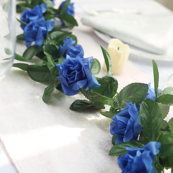 Silk Rose Garland Artificial Flowers - Royal Blue - 6 ft