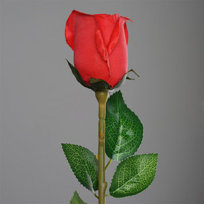 Long Stem Rose Bud Artificial Silk Flowers - Red