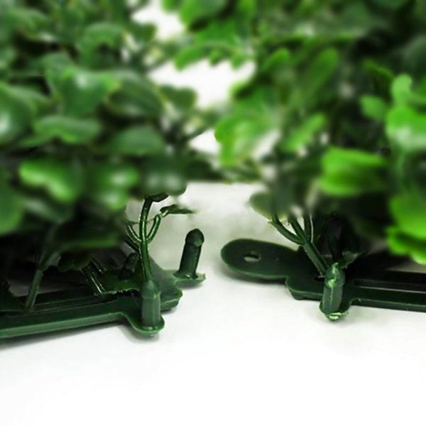 4 Panels Artificial Boxwood Hedge Black Locust and Cypress Leaves Foliage Green Garden Wall Mat