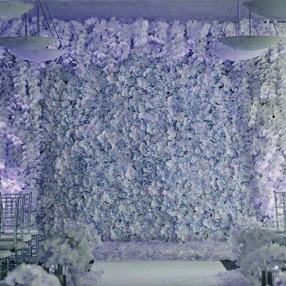 Hydrangea Artificial Flower Wall Mat Panel - Blue - 4 panels