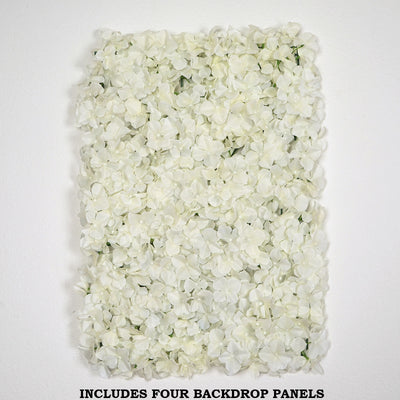 Hydrangea Artificial Flower Wall Mat Panel - Cream - 4 panels