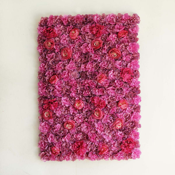 13 Sq ft. | 4 Panels UV Protected Lifelike Assorted Silk Flower Wall Mats - Violet | Purple