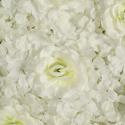 4 Pack 11 Sq ft. UV Protected 3D Cream Silk Rose & Hydrangea Flower Wall Mat Panel#whtbkgd