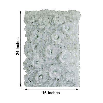Pack of 4 - 11 Sq ft. UV Protected 3D White Silk Rose & Hydrangea Flower Wall Mat Panel