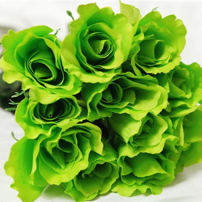 48 Artificial Rose Wedding Flower Bundles Vase Centerpiece Decor - Lime