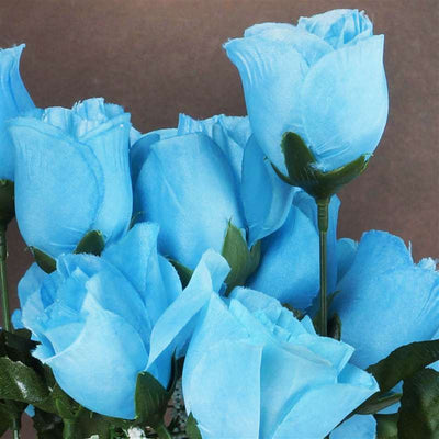 Small Rose Buds Artificial Silk Flowers - Turquoise