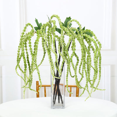 Pack of 2 - 32 inch Green Amaranthus Artificial Flower Stem With Ivy Leaves