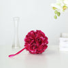 2 Pack | 7" Fuchsia Flower Ball Silk Rose Pomander Kissing Ball