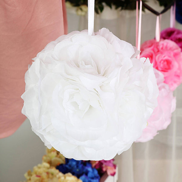 Flower Ball, Silk Rose Pomander Kissing Ball#whtbkgd