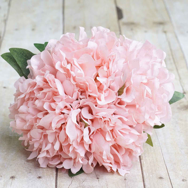 5 Heads | 11" Tall Artificial Peony Bouquet Pink | Silk Flowers Factory