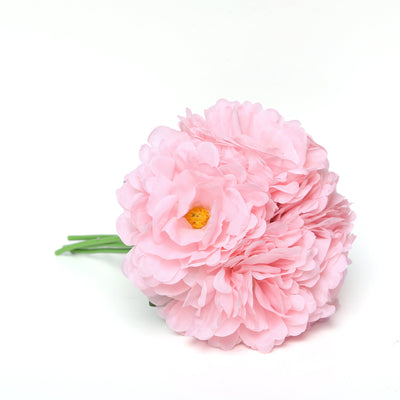 5 Heads | 11" Tall Artificial Peony Bouquet Pink | Silk Flowers Factory