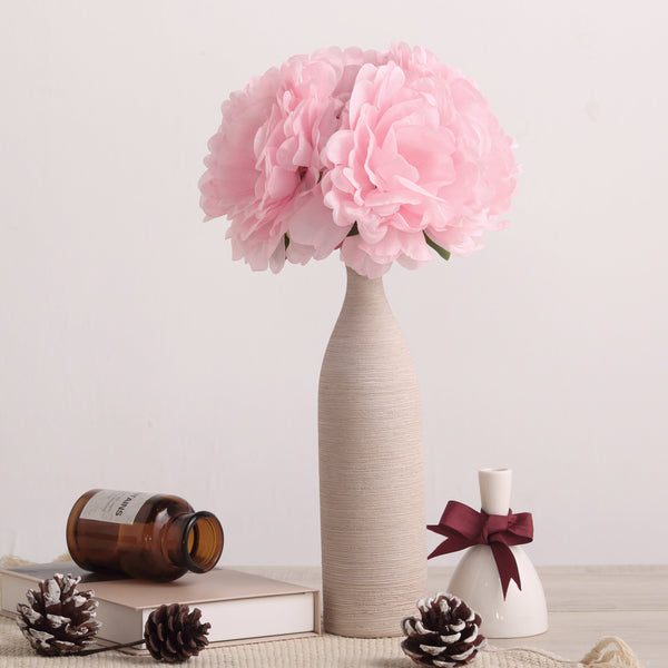 5 Heads | 11" Tall Artificial Peony Bouquet Pink | Silk Flowers Factory