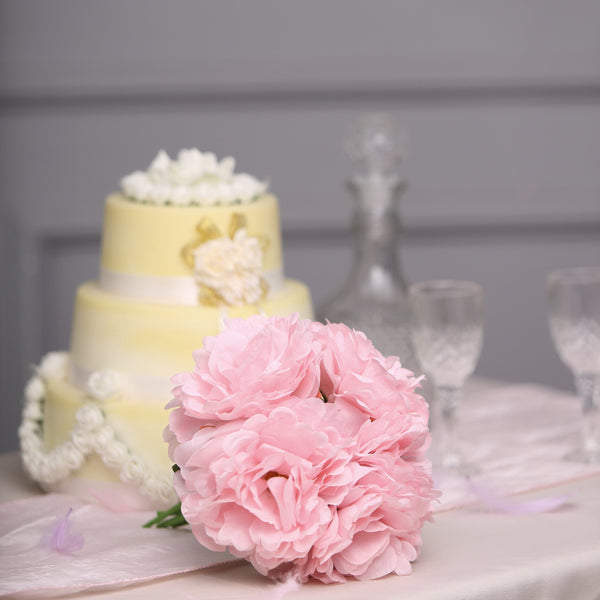 5 Heads | 11" Tall Artificial Peony Bouquet Pink | Silk Flowers Factory