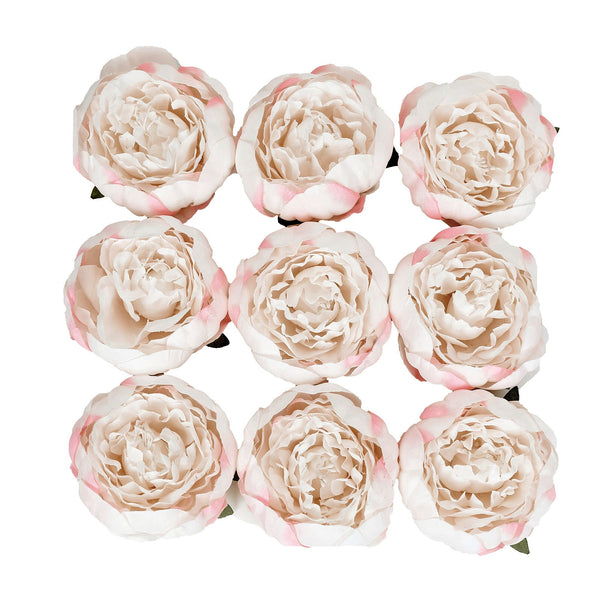 10 Pack | 3inch Silk Peony Flower Heads, Artificial Peonies For Flower Arrangement - Rose Gold