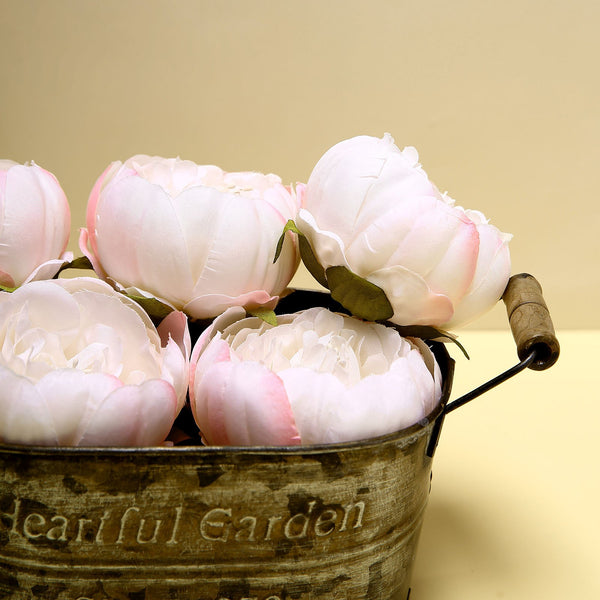 10 Pack | 3inch Silk Peony Flower Heads, Artificial Peonies For Flower Arrangement - Rose Gold