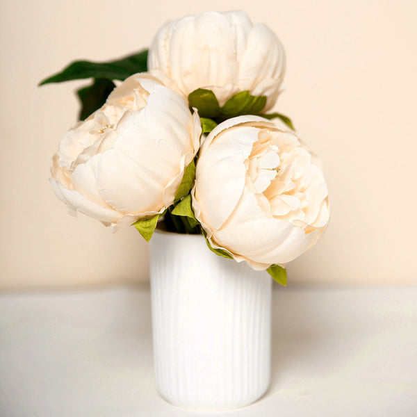 10 Pack | 3 inches Beige Silk Peony Flower Heads, Artificial Peonies For Flower Arrangement