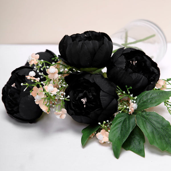 Black Artificial Flowers 10-50pcs Artificial Peony Flower Heads