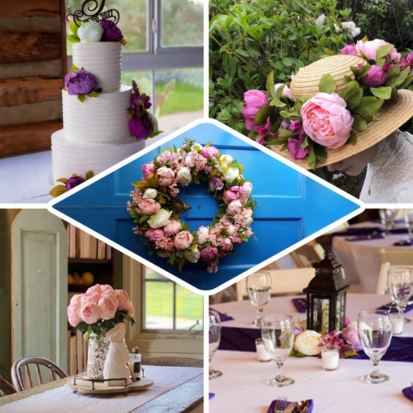 10 Pack | 3inch Silk Peony Flower Heads, Artificial Peonies For Flower Arrangement - Peach