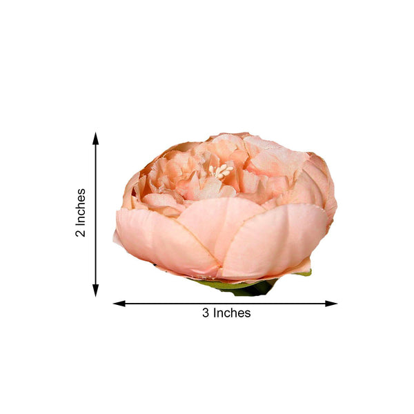 10 Pack | 3inch Silk Peony Flower Heads, Artificial Peonies For Flower Arrangement - Peach