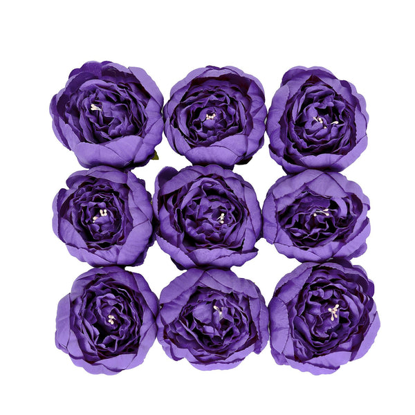 10 Pack | 3inch Silk Peony Flower Heads, Artificial Peonies For Flower Arrangement - Purple