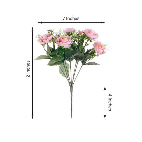 4 Bushes | 12inches Pink Peony Flower Bouquet, Artificial Flower Arrangements