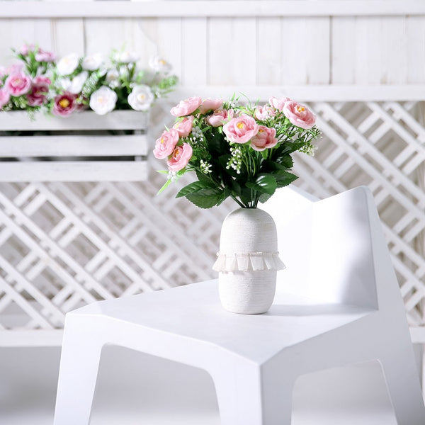 4 Bushes | 12inches Pink Peony Flower Bouquet, Artificial Flower Arrangements