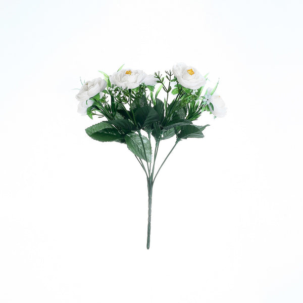 4 Bushes | 12inches White Peony Flower Bouquet, Artificial Flower Arrangements