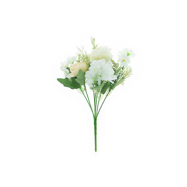 2 Pack | Ivory Silk Peony Bouquet, Assorted Artificial Flowers For Vases - 12 inches Tall