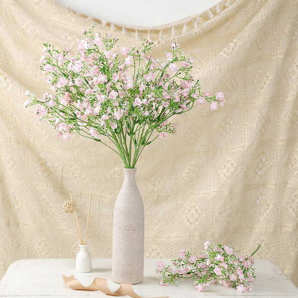 LUSHIDI 15PCS Artificial Baby Breath Flowers Fake Silk Real Touch