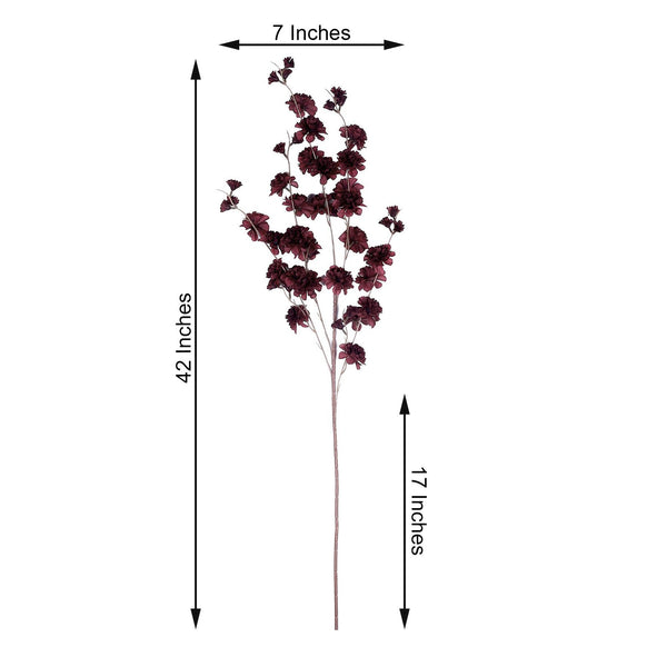 2 Branches | 42inch Burgundy Carnation Flower Spray, Silk Flower Bouquet