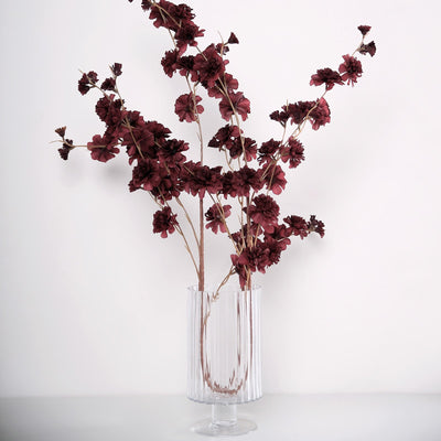 2 Branches | 42inch Burgundy Carnation Flower Spray, Silk Flower Bouquet