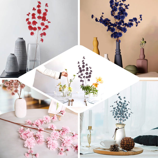 2 Branches | 42inch Burgundy Carnation Flower Spray, Silk Flower Bouquet