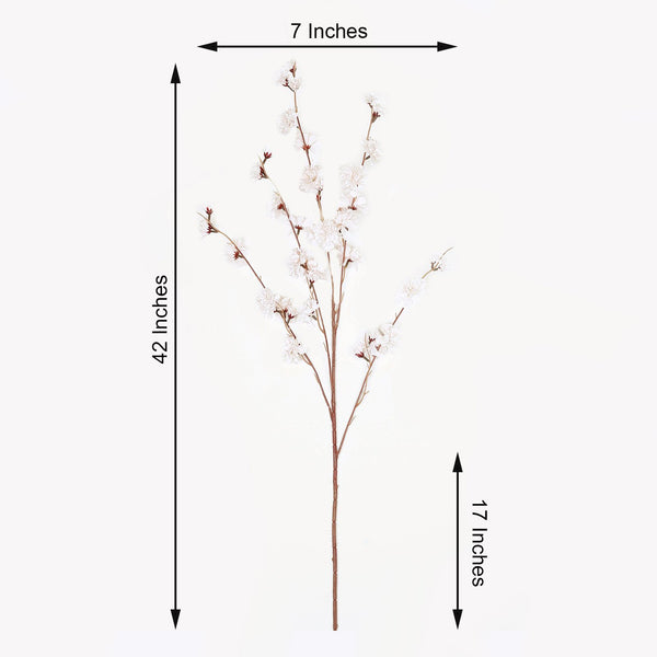 2 Branches | 42inch Ivory Carnation Flower Spray, Silk Flower Bouquet