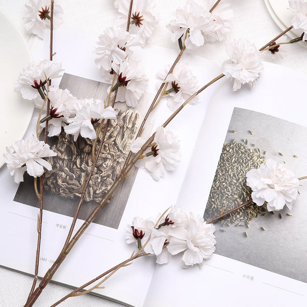 2 Branches | 42inch Ivory Carnation Flower Spray, Silk Flower Bouquet