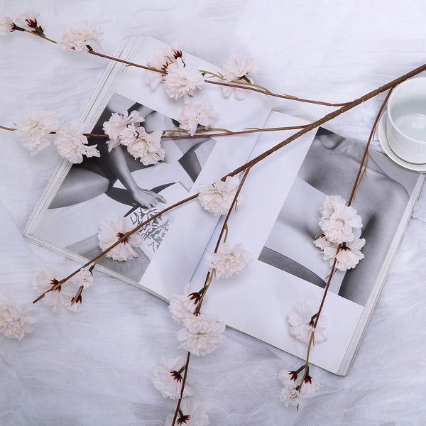 2 Branches | 42inch Ivory Carnation Flower Spray, Silk Flower Bouquet