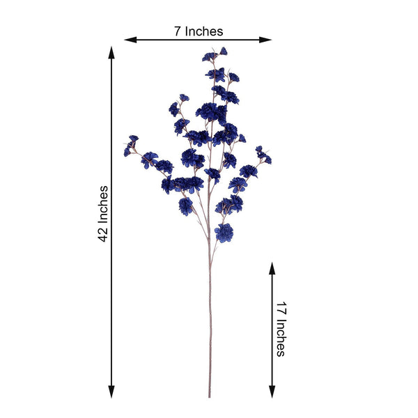 2 Branches | 42inch Navy Blue Carnation Flower Spray, Silk Flower Bouquet