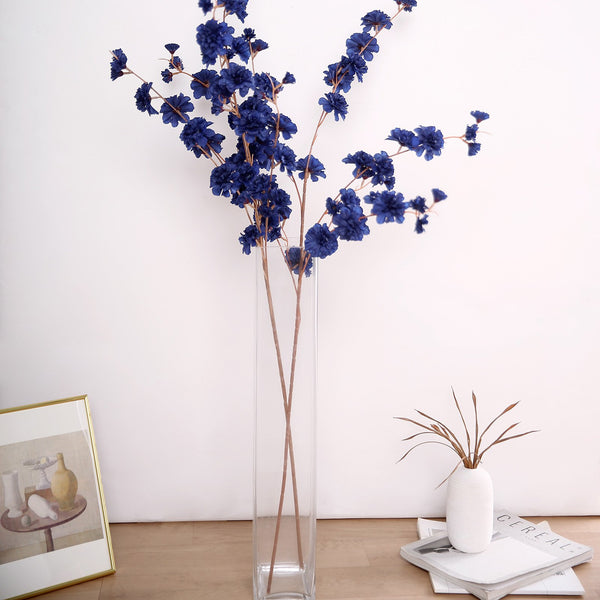 2 Branches | 42inch Navy Blue Carnation Flower Spray, Silk Flower Bouquet