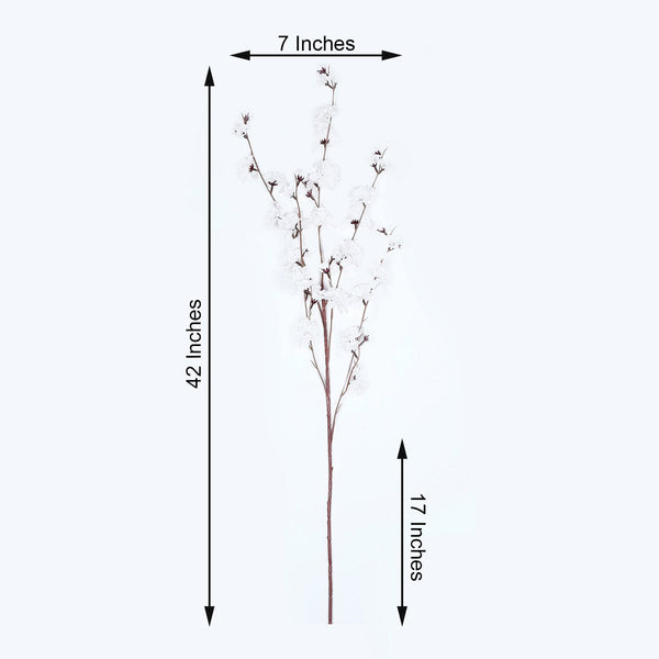 2 Branches | 42inch White Carnation Flower Spray, Silk Flower Bouquet