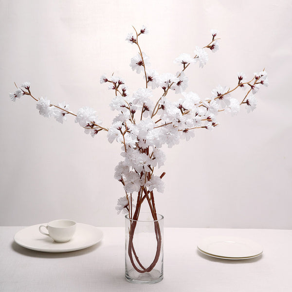 2 Branches | 42inch White Carnation Flower Spray, Silk Flower Bouquet