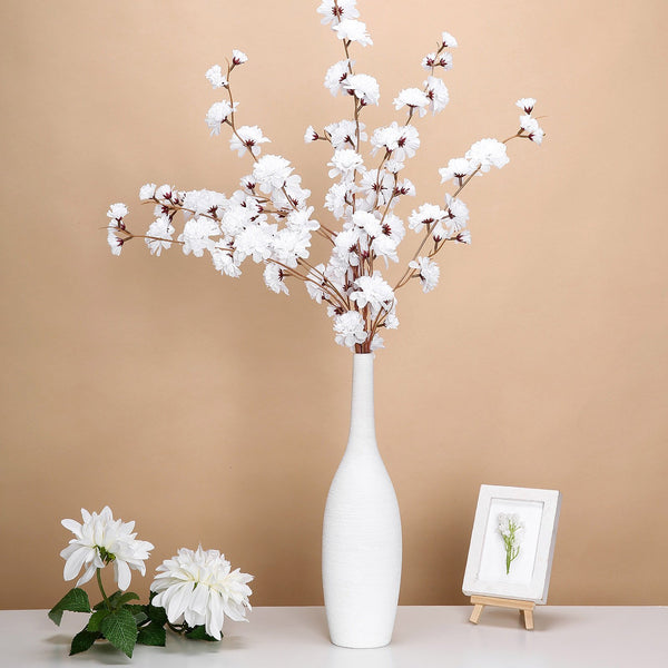 2 Branches | 42inch White Carnation Flower Spray, Silk Flower Bouquet