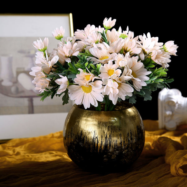 4 Pack | 11inch Artificial Daisy Flower Bushes, Silk Flowers For Vases - Rose Gold/Blush