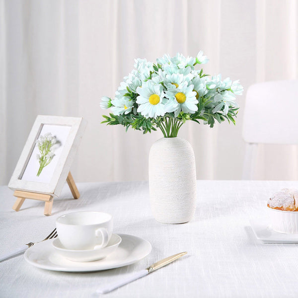 4 Pack | 11inch Artificial Daisy Flower Bushes, Silk Flowers For Vases - Blue | eFavorMart