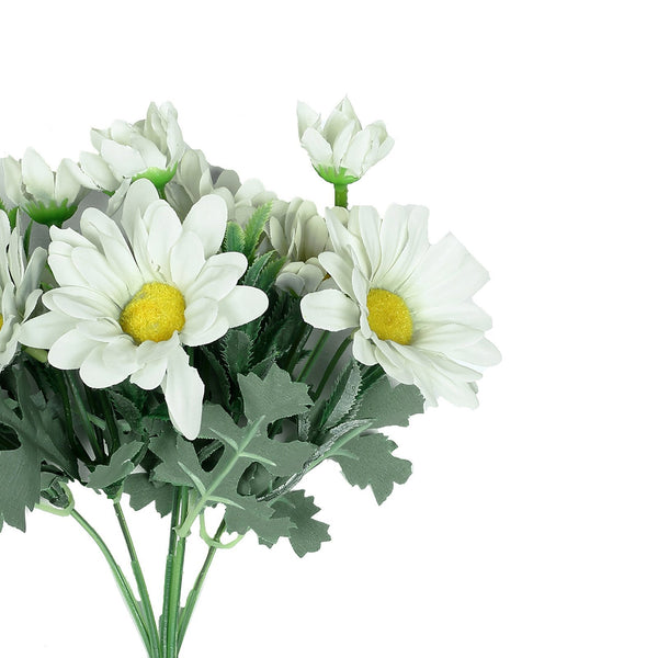 4 Pack | 11inch Artificial Daisy Flower Bushes, Silk Flowers For Vases - Cream | eFavorMart#whtbkgd
