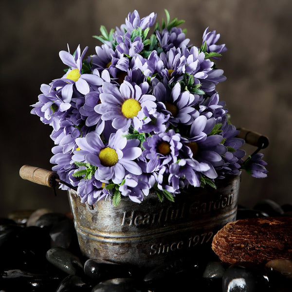 4 Pack | 11inch Artificial Daisy Flower Bushes, Silk Flowers For Vases - Lavender | eFavorMart