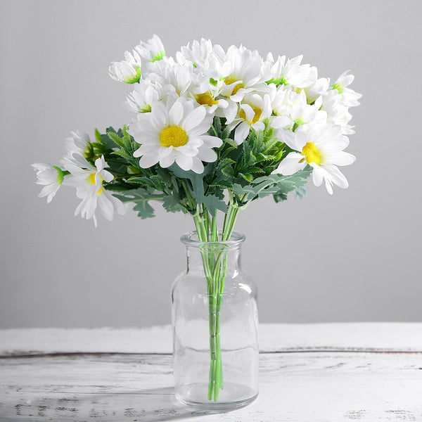 4 Pack | 11inch Artificial Daisy Flower Bushes, Silk Flowers For Vases - White | eFavorMart